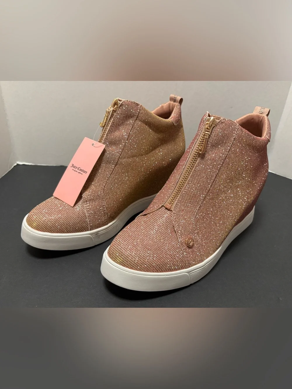 Juicy Couture JC-Joanz Blush Glitter Wedge Sneakers NWT 8.5
